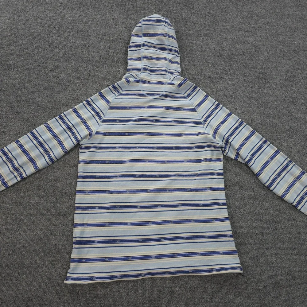 Rhone‎ Hoodie Mens Large Blue Striped Endless Sun Bolinas Beach Poncho Henley